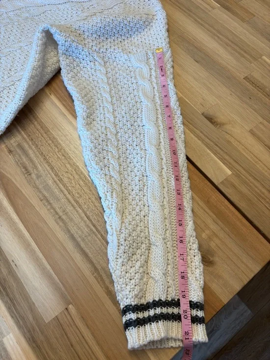 Taylor Swift Folklore Cream Cable Knit Cardigan with Black Trim and Star Elbows - Picture 16 of 16